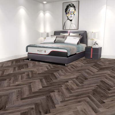 Lusso Portofino Herringbone Port Oak Glue Down LVT Vinyl Flooring