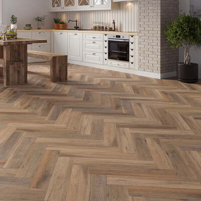 Lusso Brescia Beachfront Oak Herringbone SPC Click Vinyl Flooring