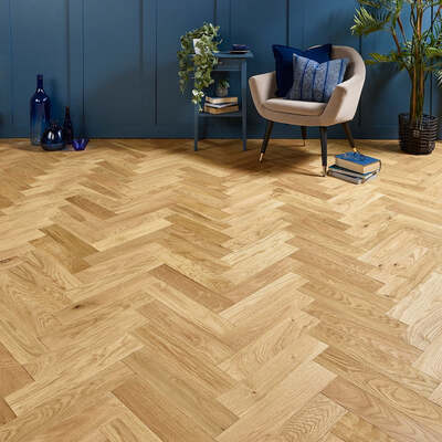 Herringbone Engineered Oak Flooring Malham Warm Brushed & Oiled 90mm x 14mm