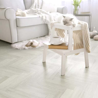 Lusso Bari Alpine Birch Herringbone Glue Down LVT Vinyl Flooring
