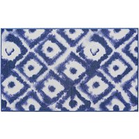 Shibori Geometric Diamond Blue Washable Rug