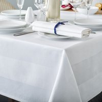 183 x 366cm 100% Mercerised Cotton Satin Band White Tablecloth