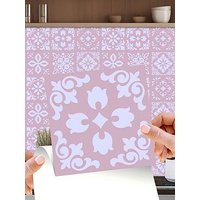 Walplus Sevilla Light Pink Spanish Wall Tile Sticker Set - 15 Cm X 15 Cm - 24 Pcs