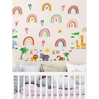 Walplus Safari Animals And Cute Rainbows Wall Sticker Set For Nursery Kids Bedroom Decor